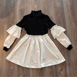 Black Shein  XS and White Top with Ruffled Sleeves